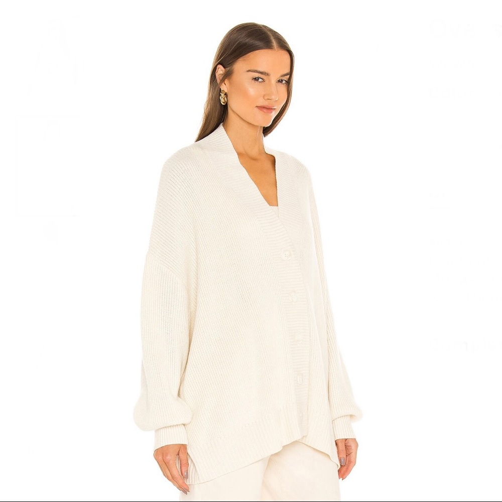 WEWOREWHAT BEIGE BUTTON FRONT OVERSIZED CARDIGAN - Picture 4 of 9